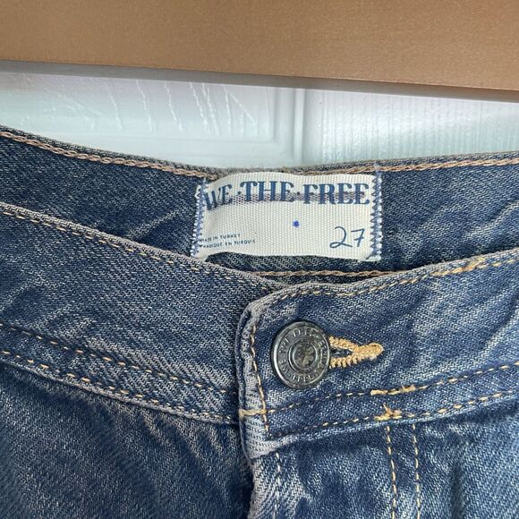 New Free People Jeans Womens 27 Blue Denim Maggie Mid Rise Straight We The Free - Picture 14 of 16